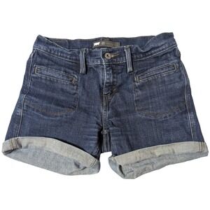 LEVIS Patch Pocket Denim Blue Jean Cuffed Shorts - Women 25